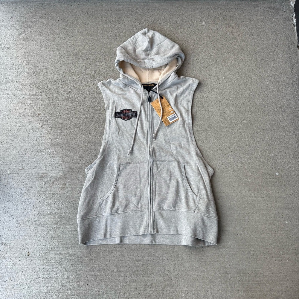 NWT Harley Davidson Studded Sleeveless Hooded Zip Up Sweatshirt Women's 1X‎